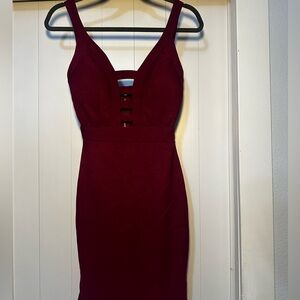 Fashion Nova Bandage Burgundy Dress